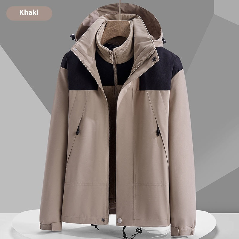 Hooded Windbreaker Unisex Fashion Colorblock Zip-up Jacket With Pockets Waterproof Outwear For Women Men Clothing