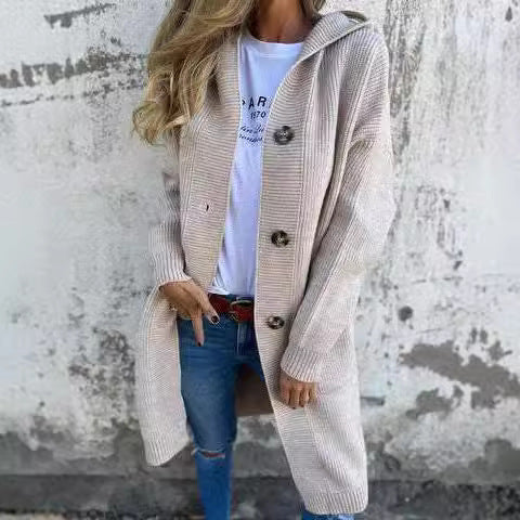 Mid-length Sweater Cardigan Women's Clothes Light Gray