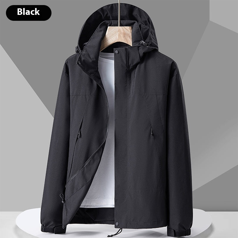 Hooded Windbreaker Unisex Fashion Colorblock Zip-up Jacket With Pockets Waterproof Outwear For Women Men Clothing