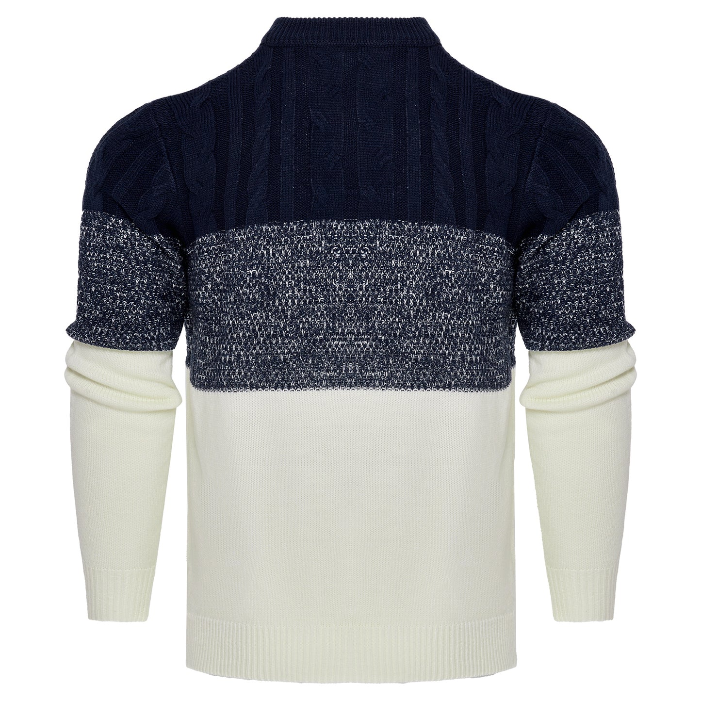 Men's Casual Color Block Long Sleeve Cable Knit Pullover Sweater